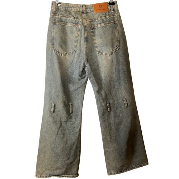 AELFRIC EDEN Men’s Distressed Wide Leg Cargo Jeans Size 30 Streetwear Y2K Retro - Picture 3 of 11